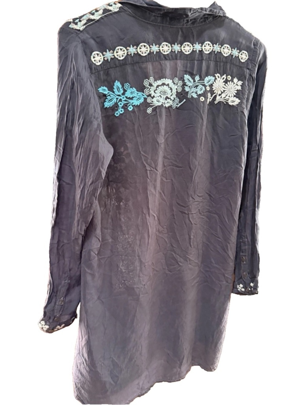 JOHNNY WAS Blue Embrodiered Tunic Blouse Top  Size S - Picture 2 of 2
